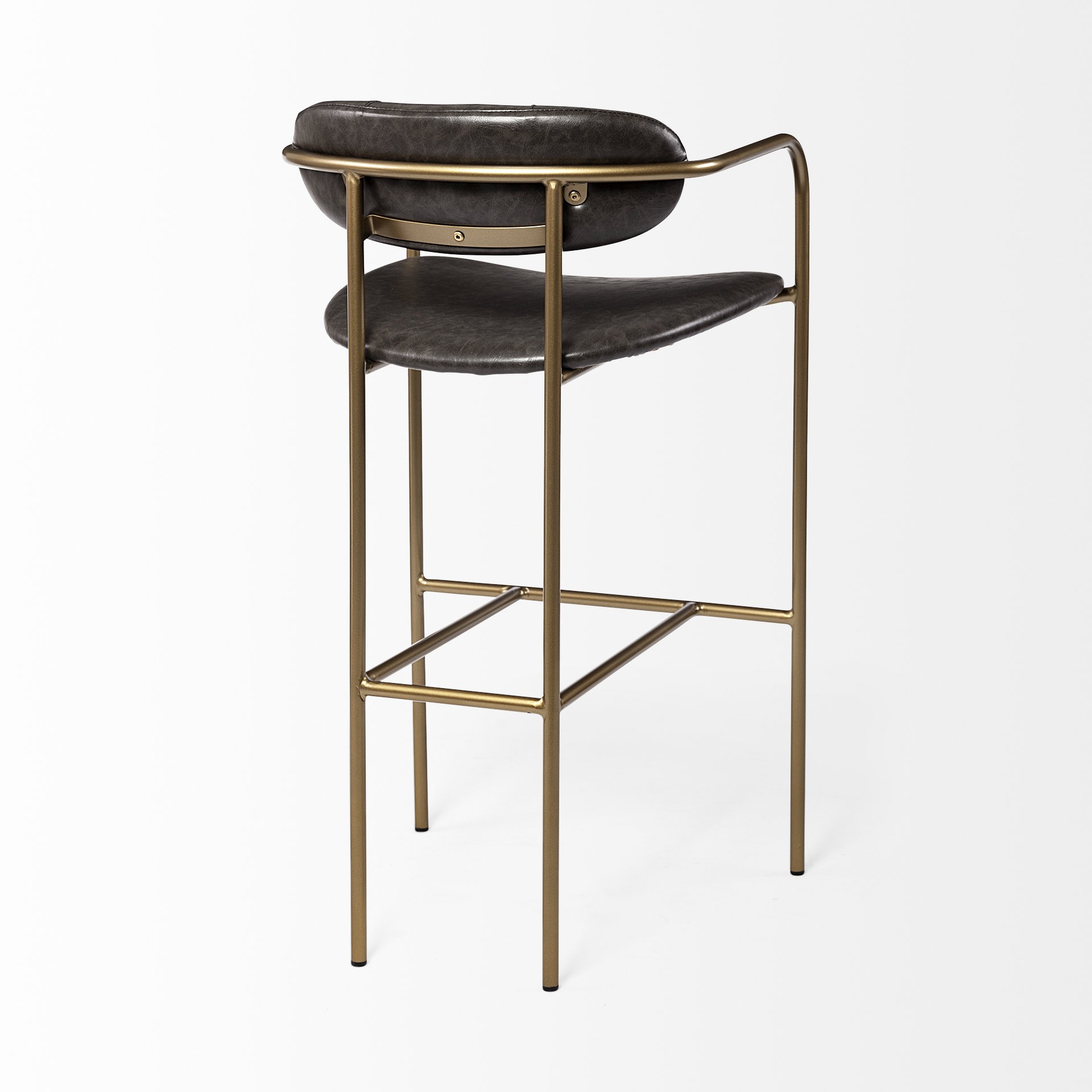 Brown Leather Gold Framed Bar Stool