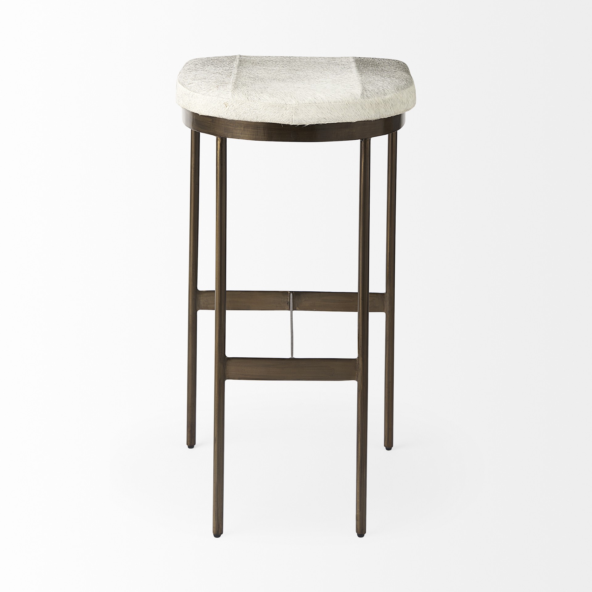 Cowhide Bar Stool with Gold Metal Frame