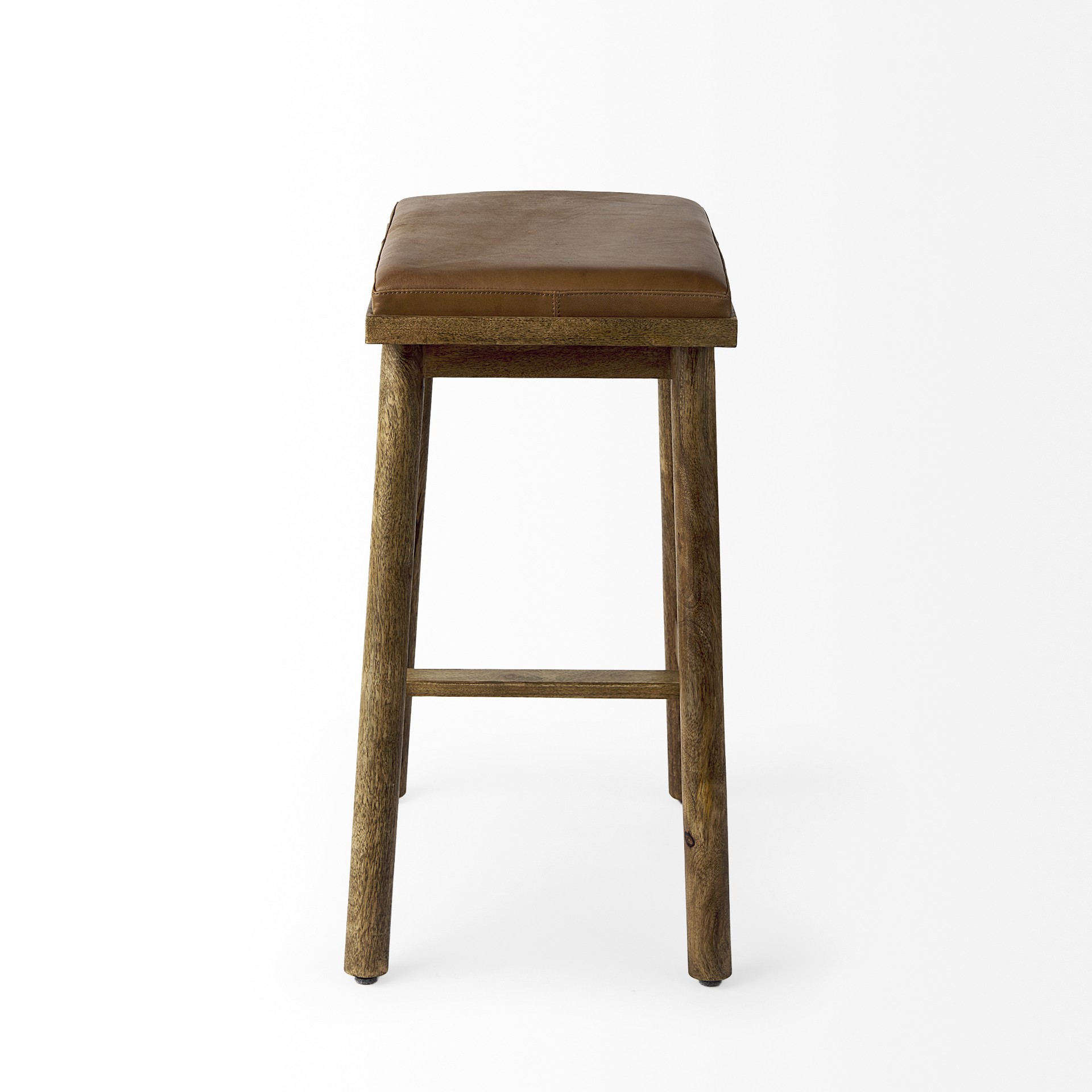26" Cognac Brown Faux Leather Counter Stool
