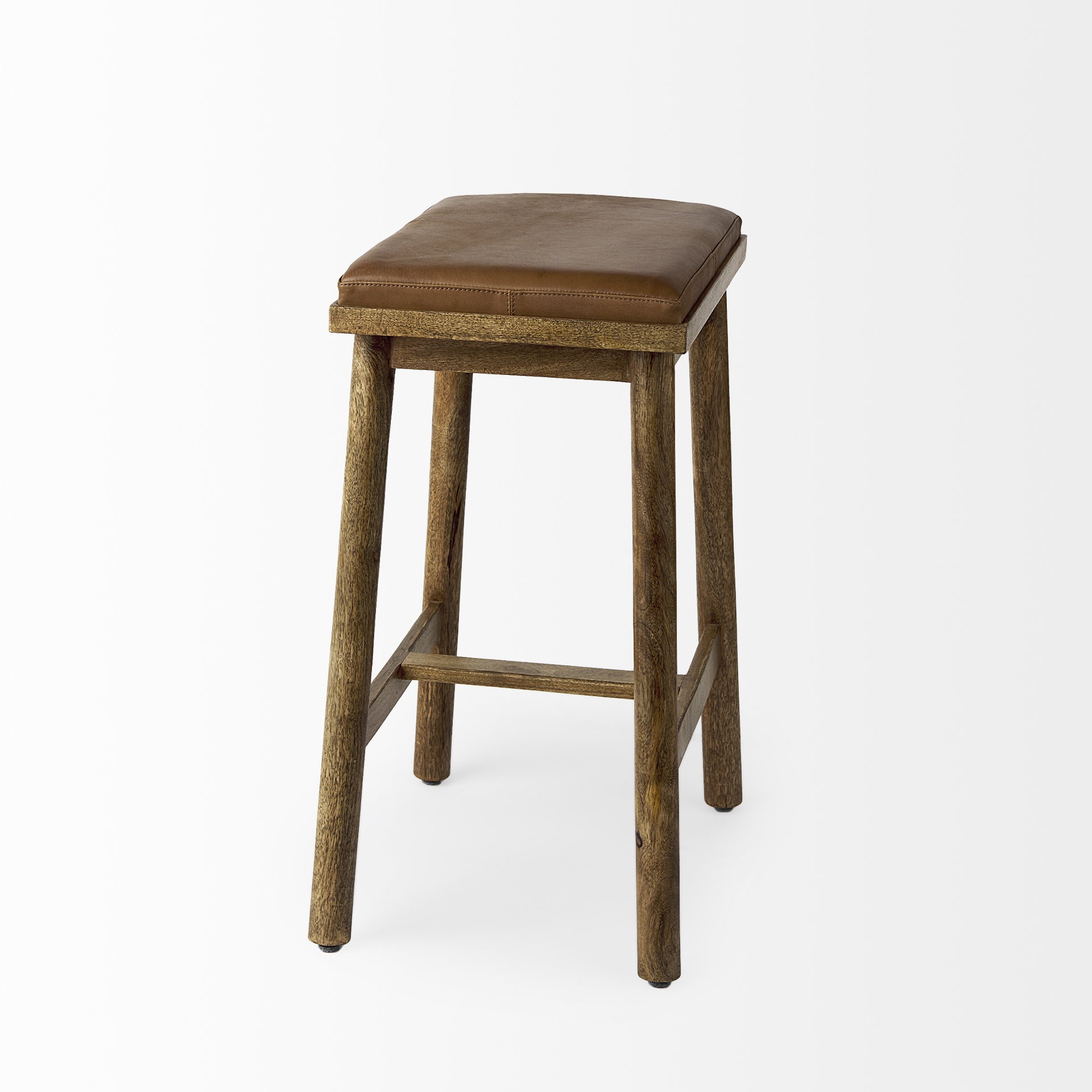 26" Cognac Brown Faux Leather Counter Stool