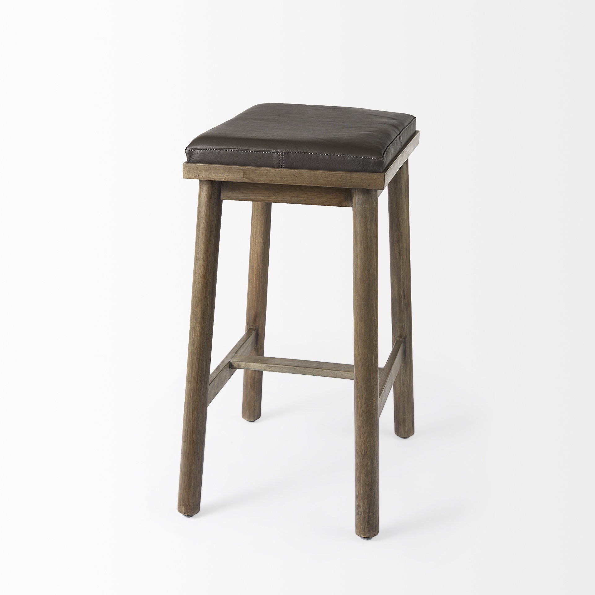 26" Dark Brown Faux Leather Counter Stool