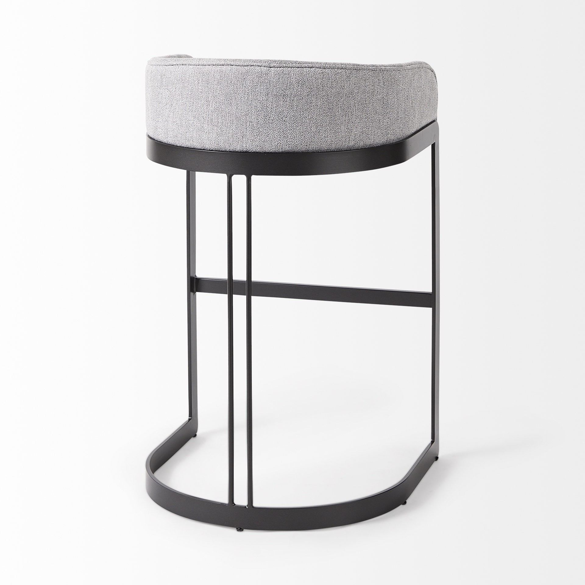 Light Gray Bar Stool with Black Metal Base