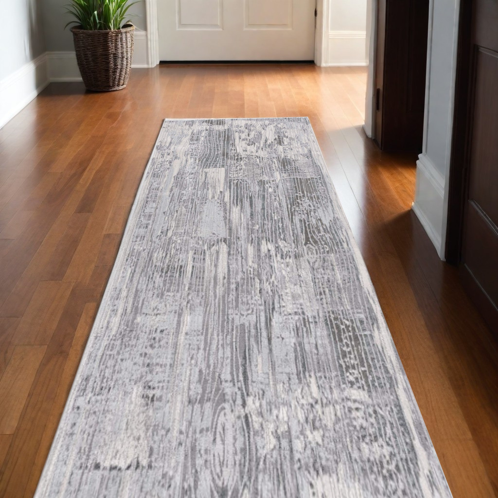 10" Blue Abstract Power Loom Runner Rug