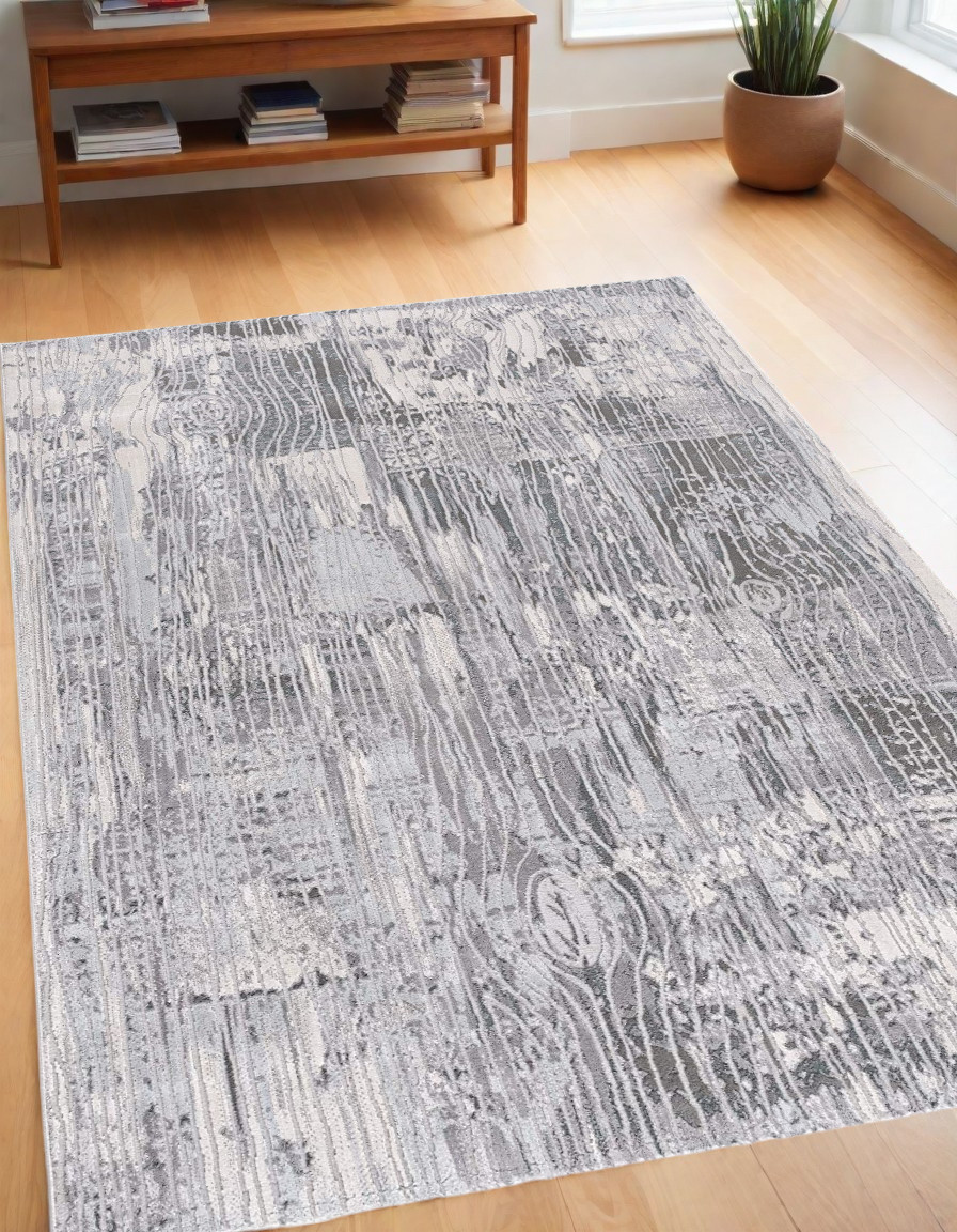 4’ X 6’ Blue Abstract Strokes Area Rug-393527-1