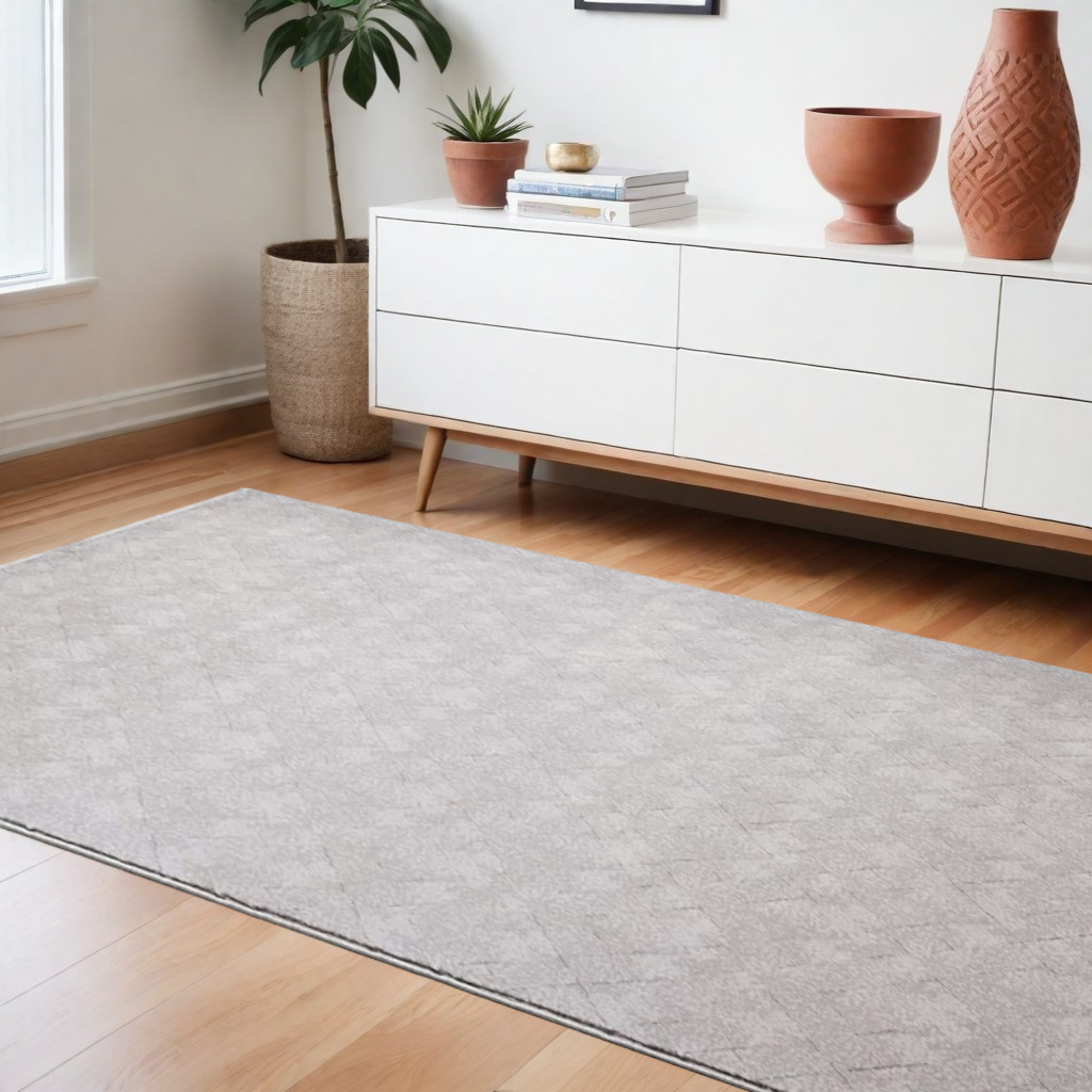 7' X 10' Gray Distressed Diamonds Area Rug-393543-1