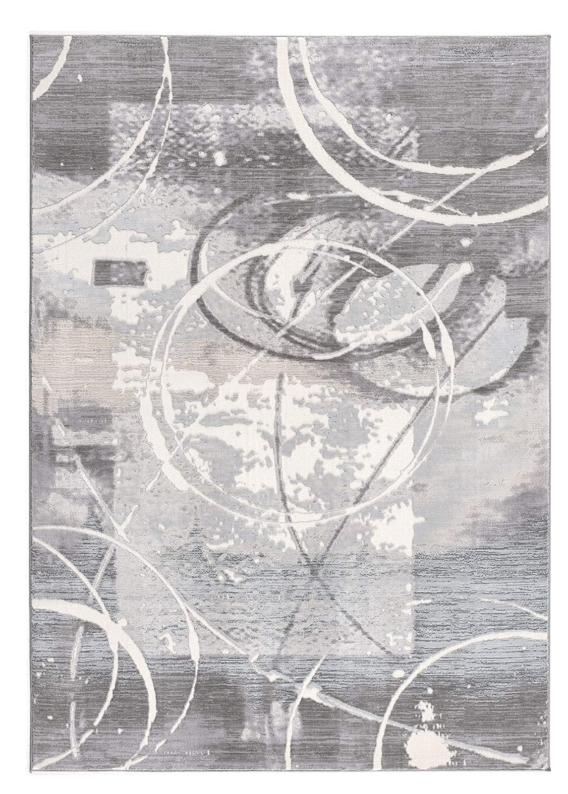 5" X 7" Gray Abstract Power Loom Area Rug