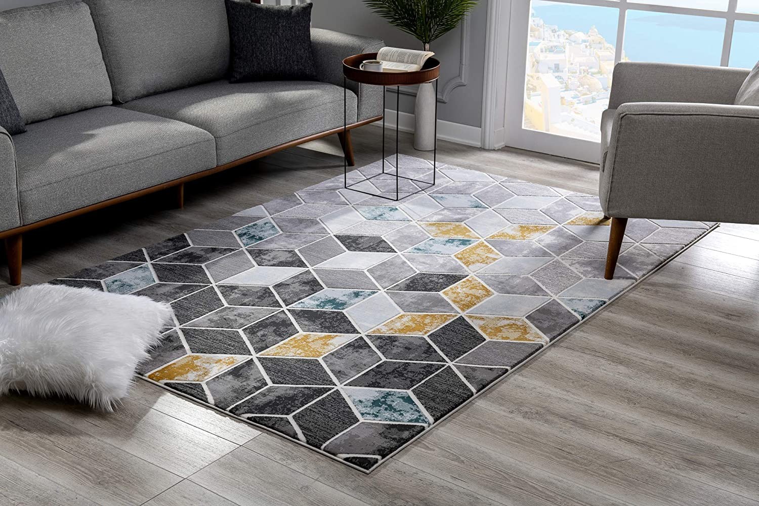 8' X 10' Gray Geometric Power Loom Area Rug-393616-1