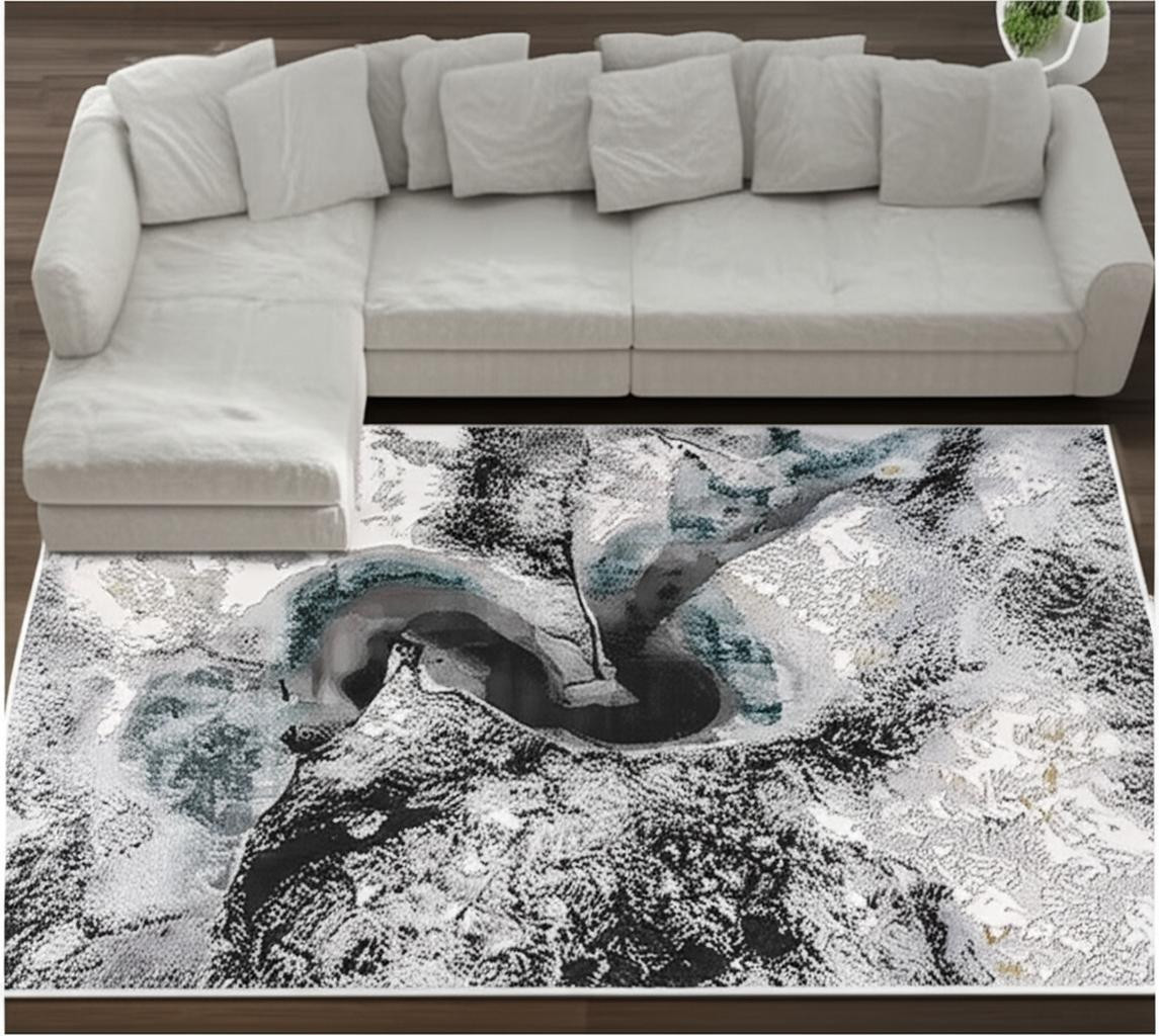 8' X 10' Gray Abstract Power Loom Area Rug-393621-1