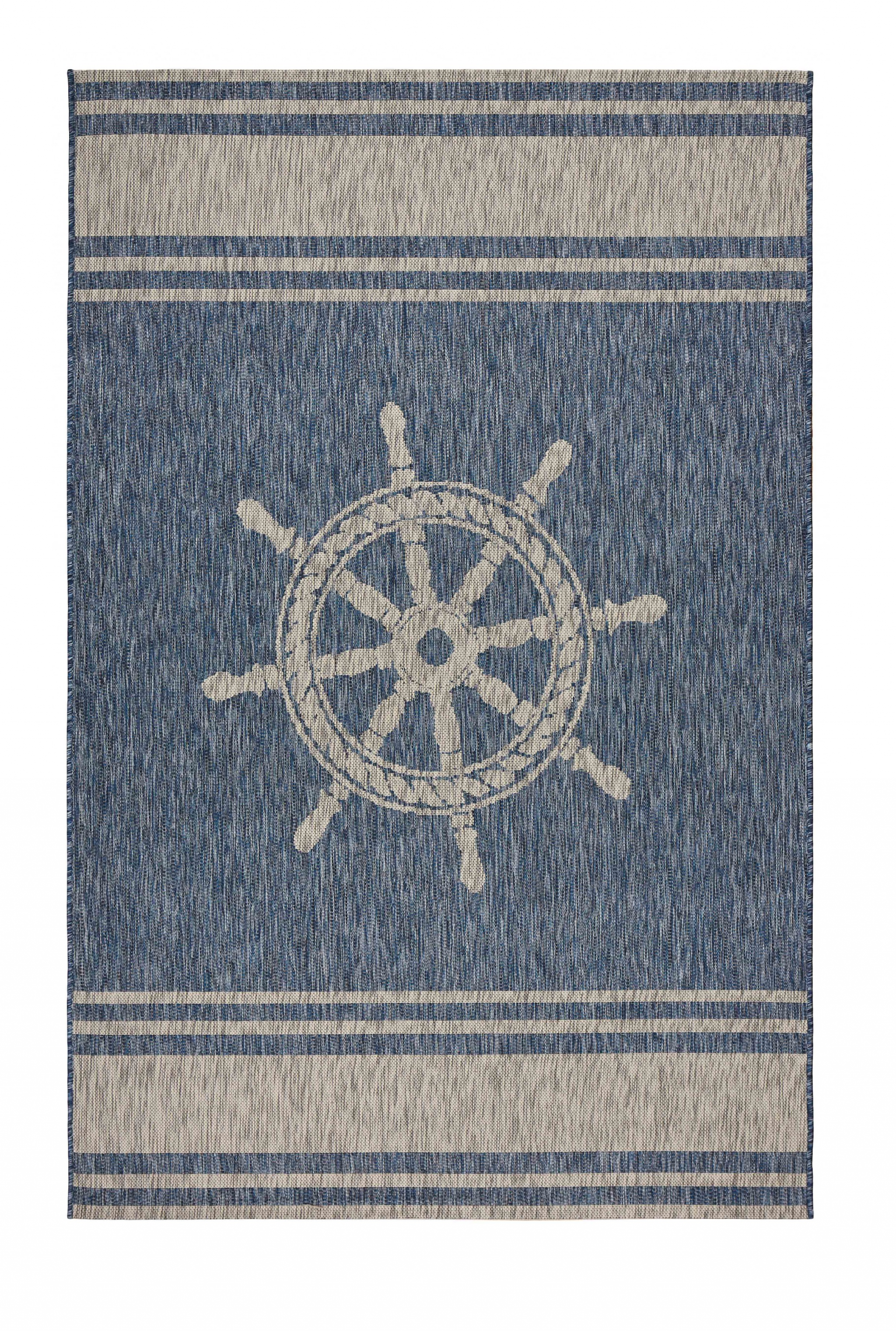 8' X 9' Blue And Gray Indoor Outdoor Area Rug-393748-1