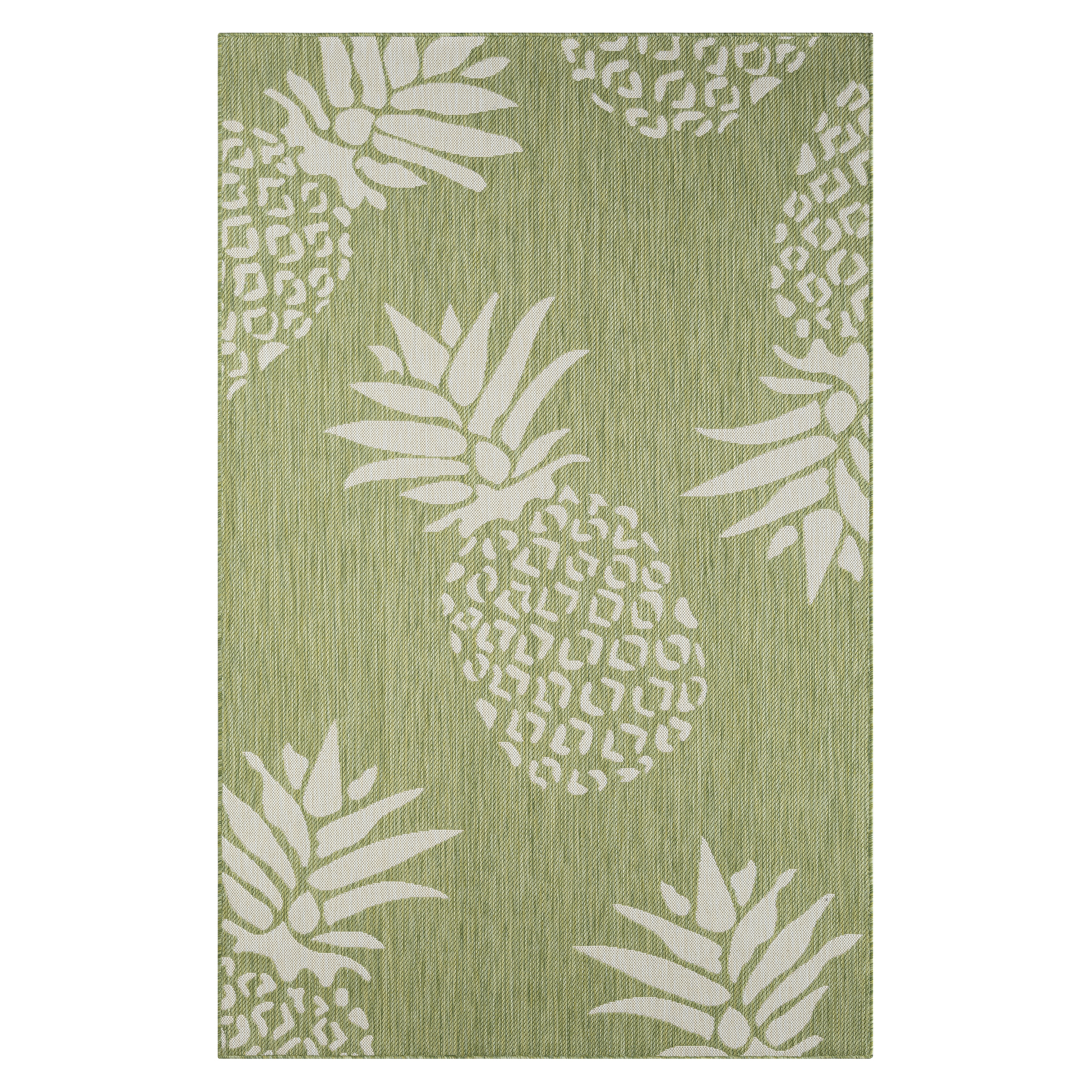 5' X 7' Green Floral Indoor Outdoor Area Rug-393749-1