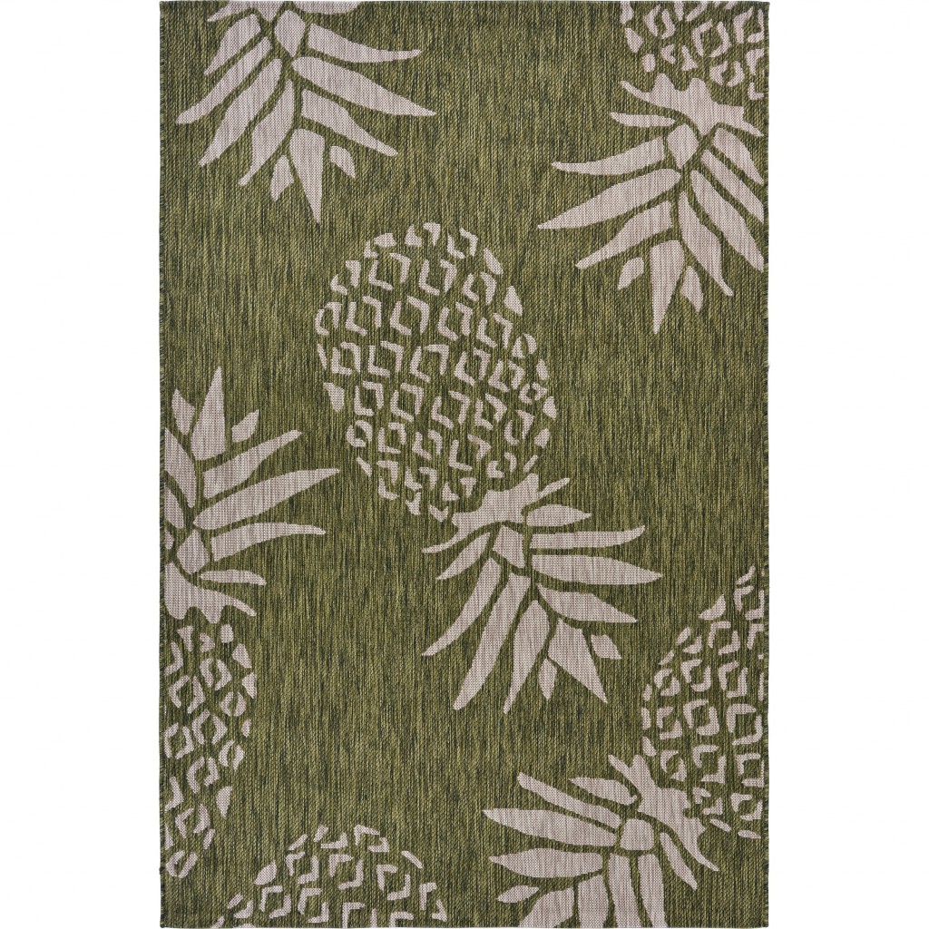 2' X 3' Green Floral Indoor Outdoor Area Rug-393765-1