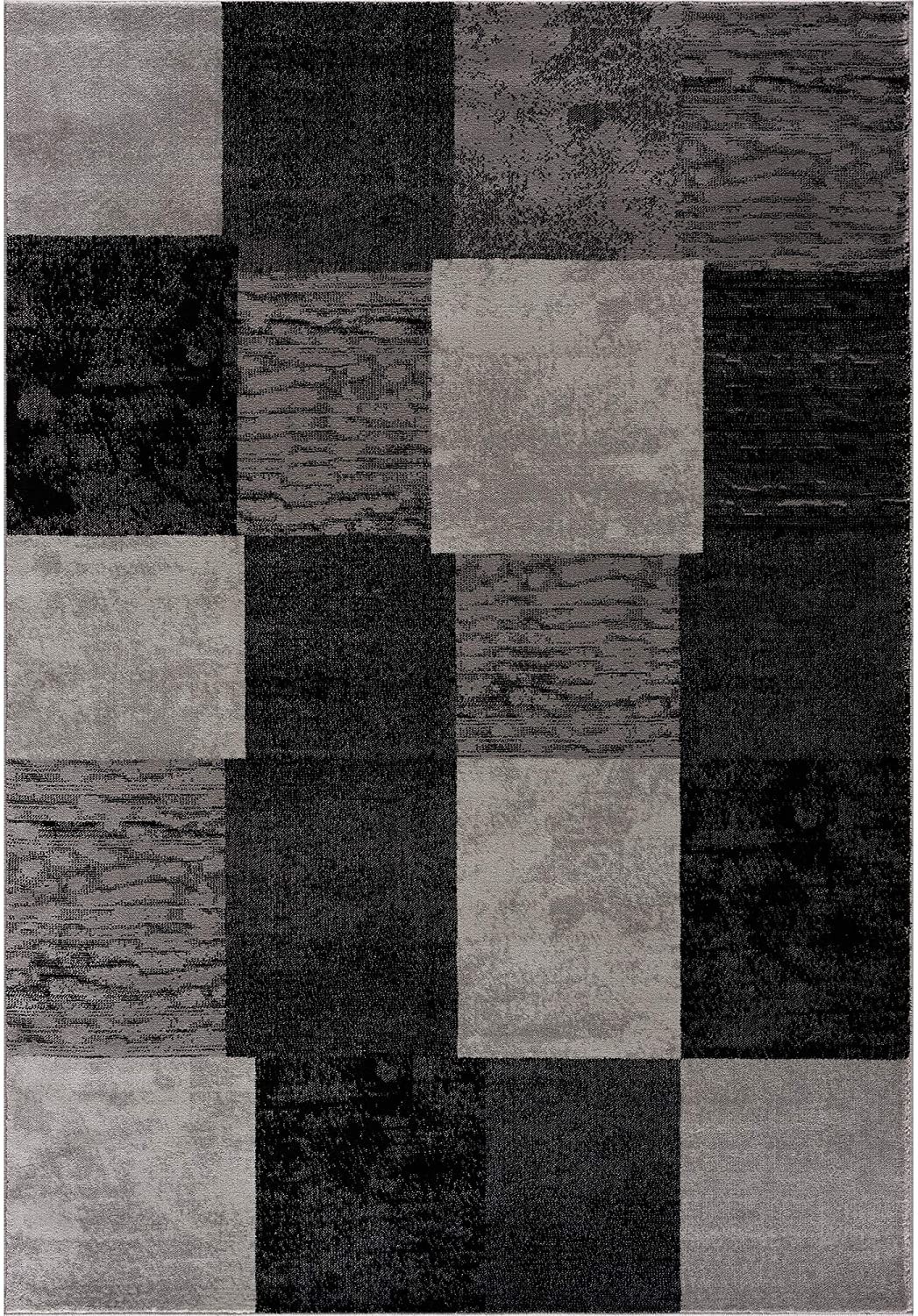 13' Runner Grey Checkered Power Loom Runner Rug-393793-1