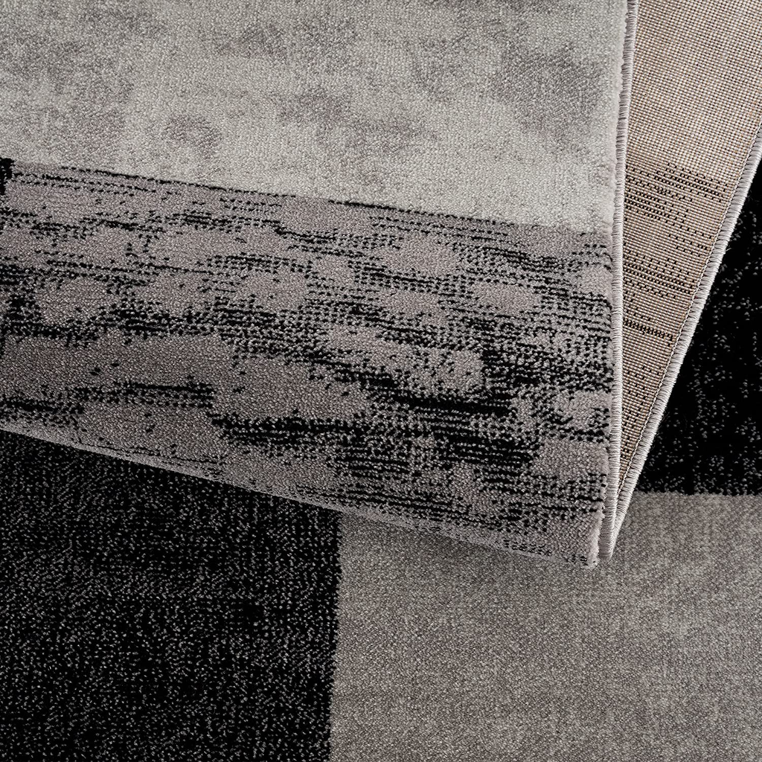 6" X 9" Gray Checkered Dhurrie Area Rug