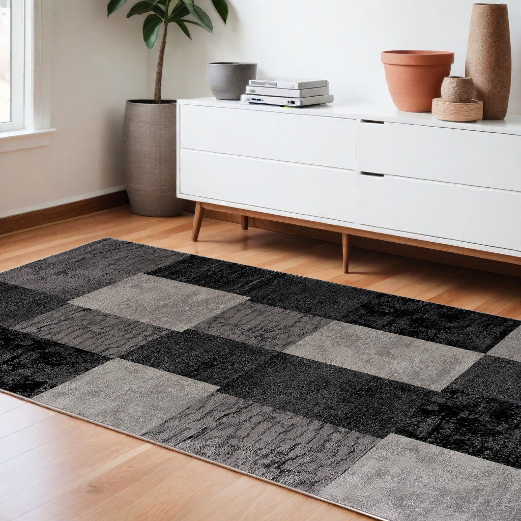 8' X 10' Gray Checkered Dhurrie Area Rug-393804-1