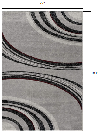 15" Gray Abstract Power Loom Runner Rug