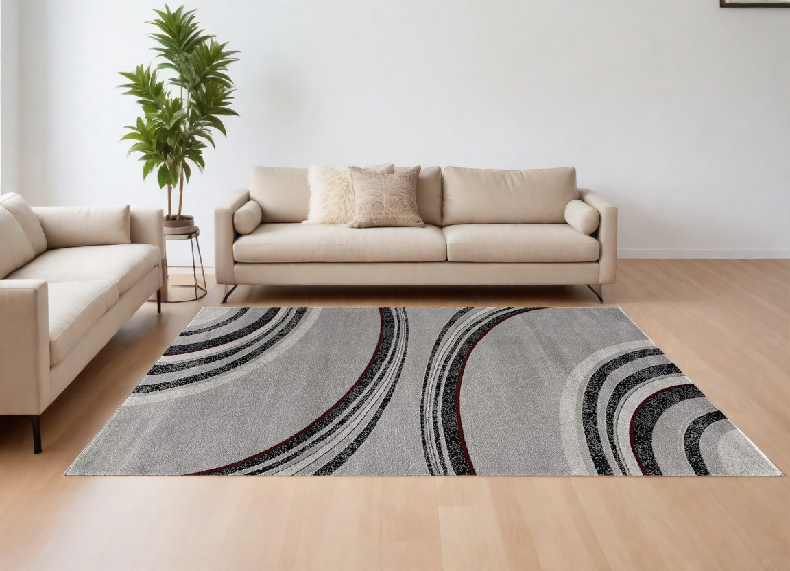 6' X 9' Gray Abstract Dhurrie Area Rug-393817-1