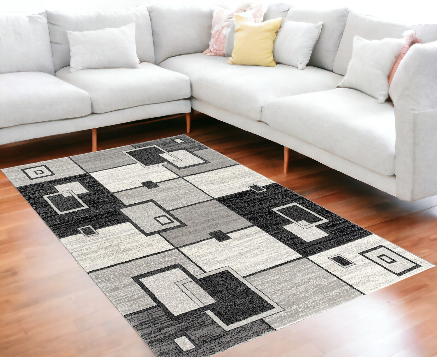 6' X 9' Gray Abstract Dhurrie Area Rug-393838-1