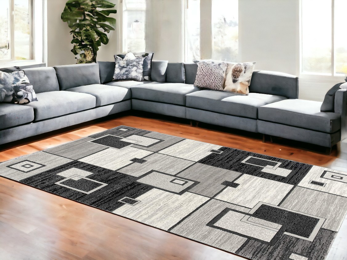 8' X 10' Gray Abstract Dhurrie Area Rug-393839-1