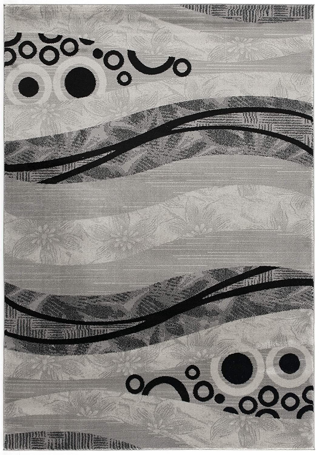 8' Grey Abstract Power Loom Runner Rug-393848-1