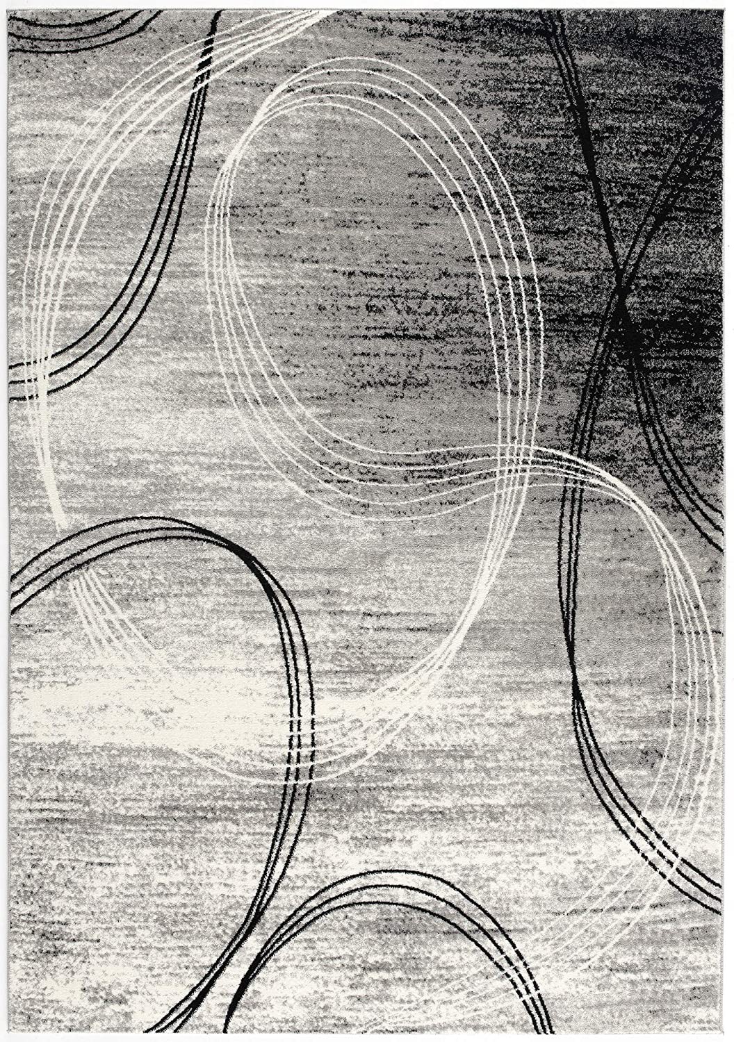 10" Gray Abstract Power Loom Runner Rug