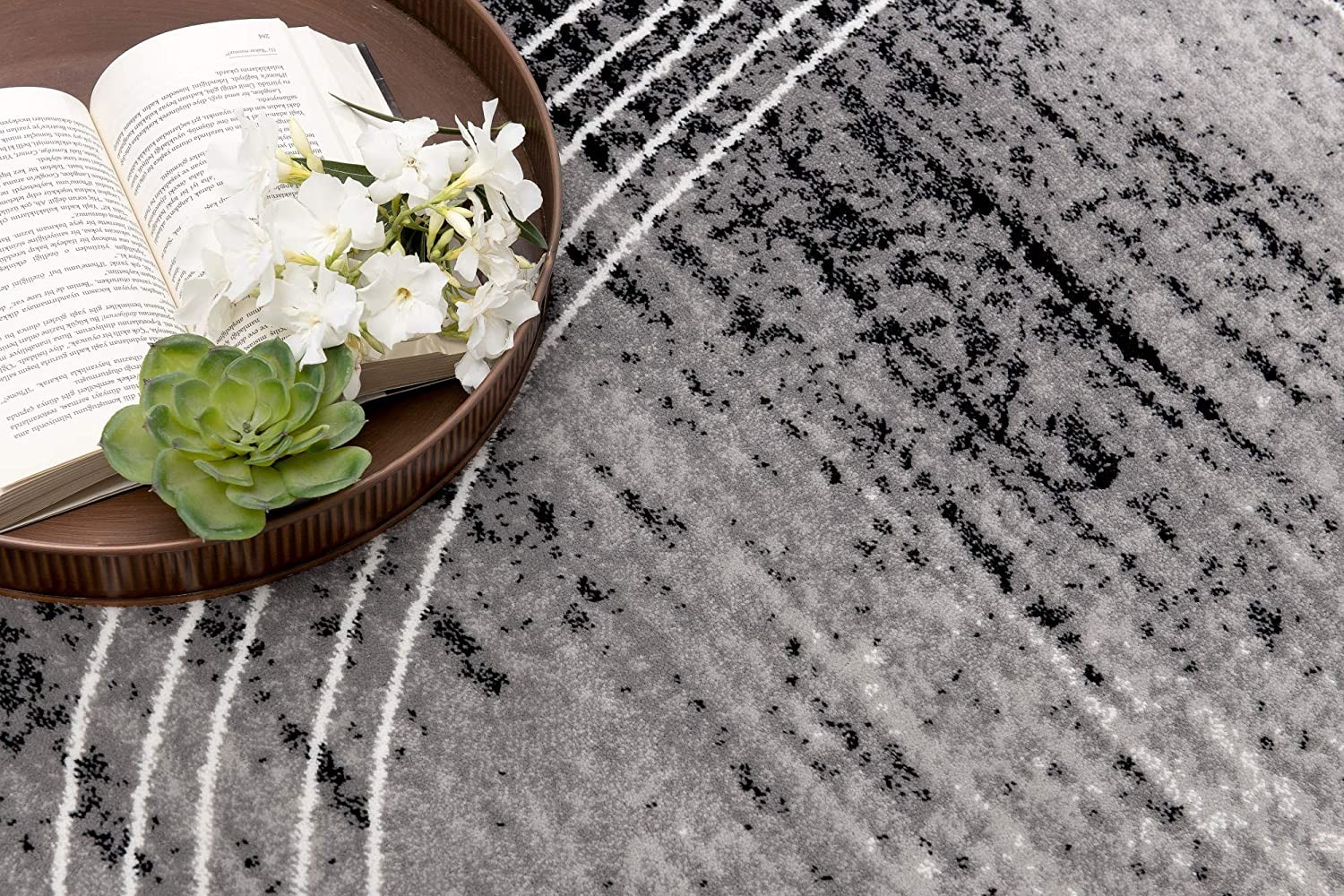 10" Gray Abstract Power Loom Runner Rug