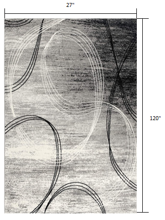 10" Gray Abstract Power Loom Runner Rug