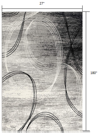 15" Gray Abstract Dhurrie Runner Rug