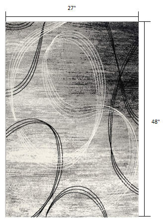 2" X 4" Gray Abstract Dhurrie Area Rug