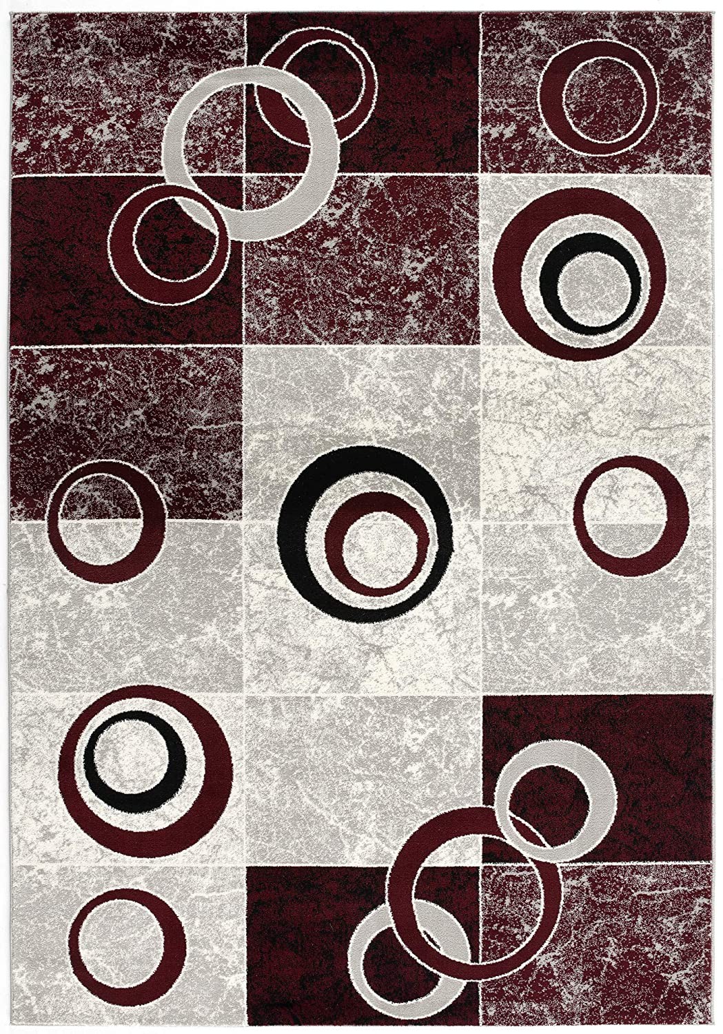 13' Red and White Geometric Power Loom Runner Rug-393870-1
