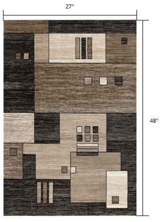 2" X 4" Beige Abstract Dhurrie Area Rug