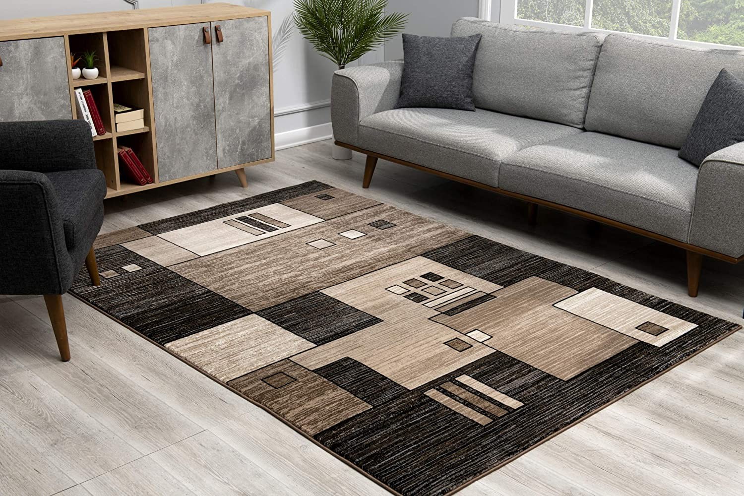 8" X 10" Beige Abstract Dhurrie Area Rug