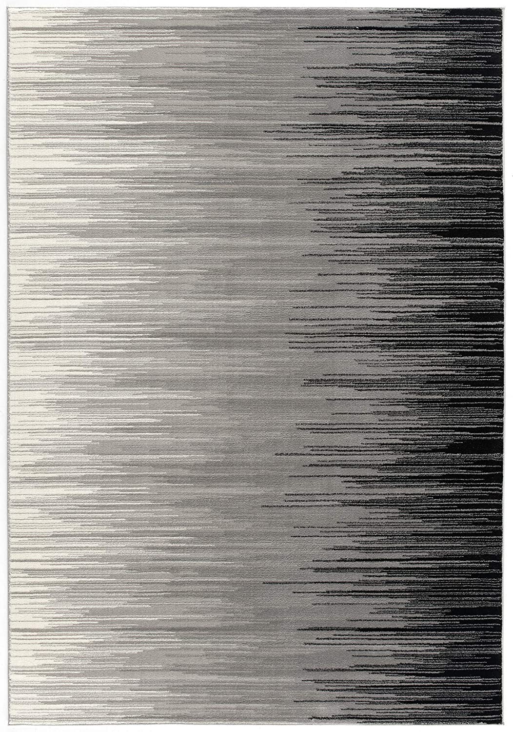 13" Black and Gray Abstract Power Loom Runner Rug