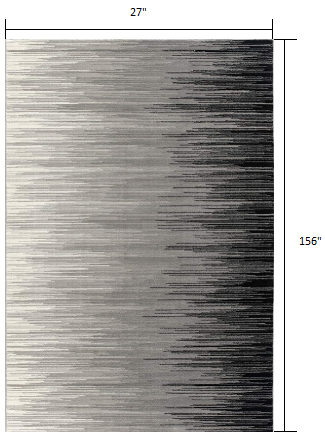 13" Black and Gray Abstract Power Loom Runner Rug