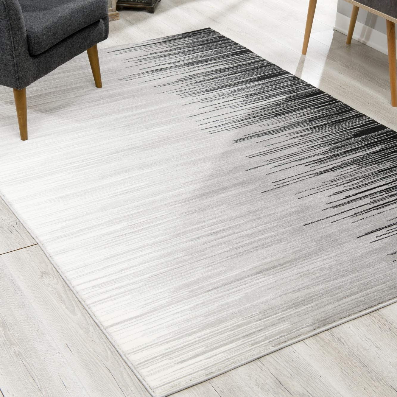 2" X 20" Black Transitional Striped Runner Rug
