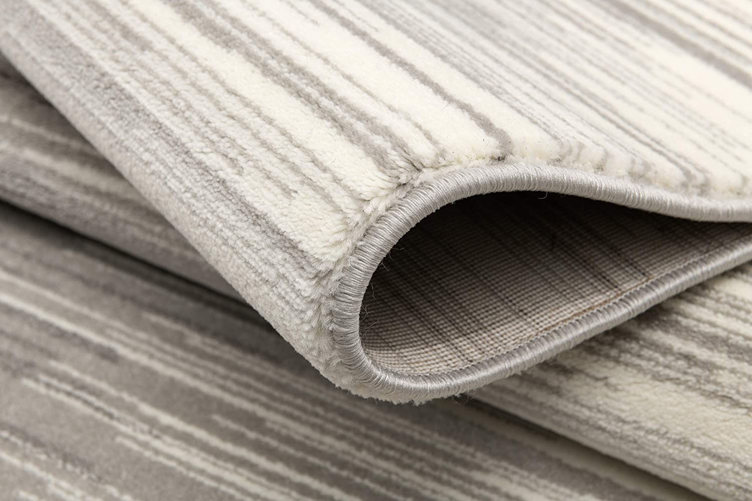 8" Black Striped Power Loom Runner Rug