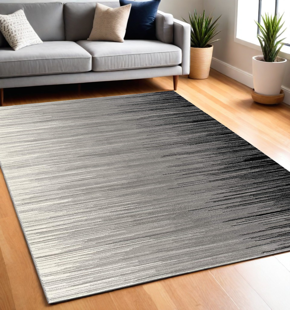 5' X 7' Black Abstract Dhurrie Area Rug-393935-1