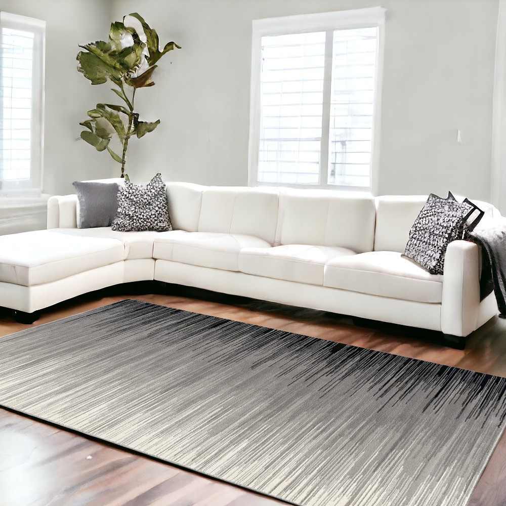 8' X 10' Black Abstract Dhurrie Area Rug-393937-1