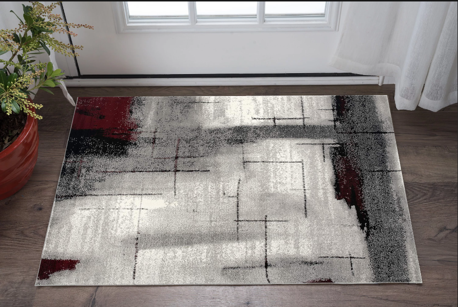 2' X 4' Gray Abstract Dhurrie Area Rug-393943-1