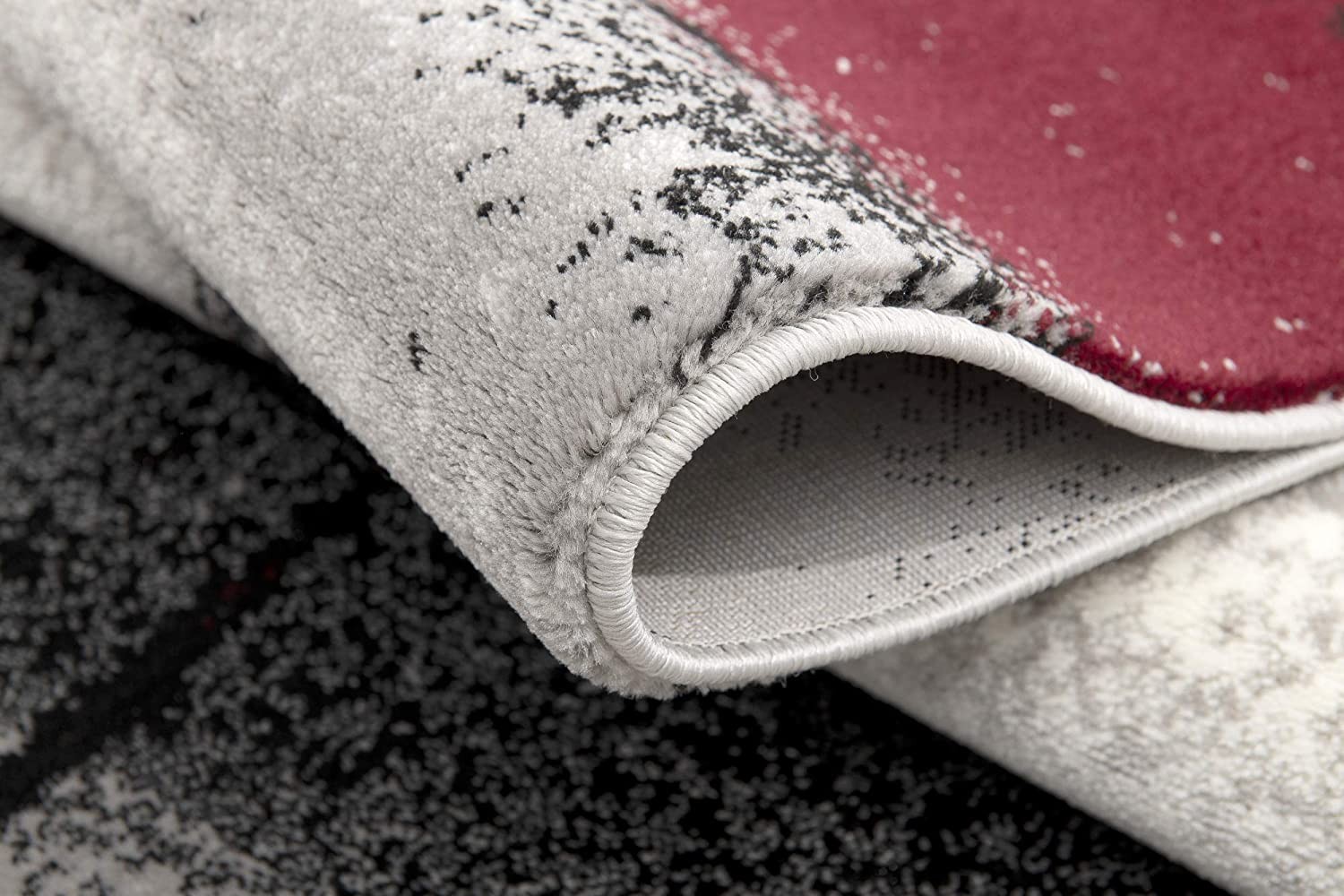 3" X 5" Gray And Burgundy Abstract Area Rug