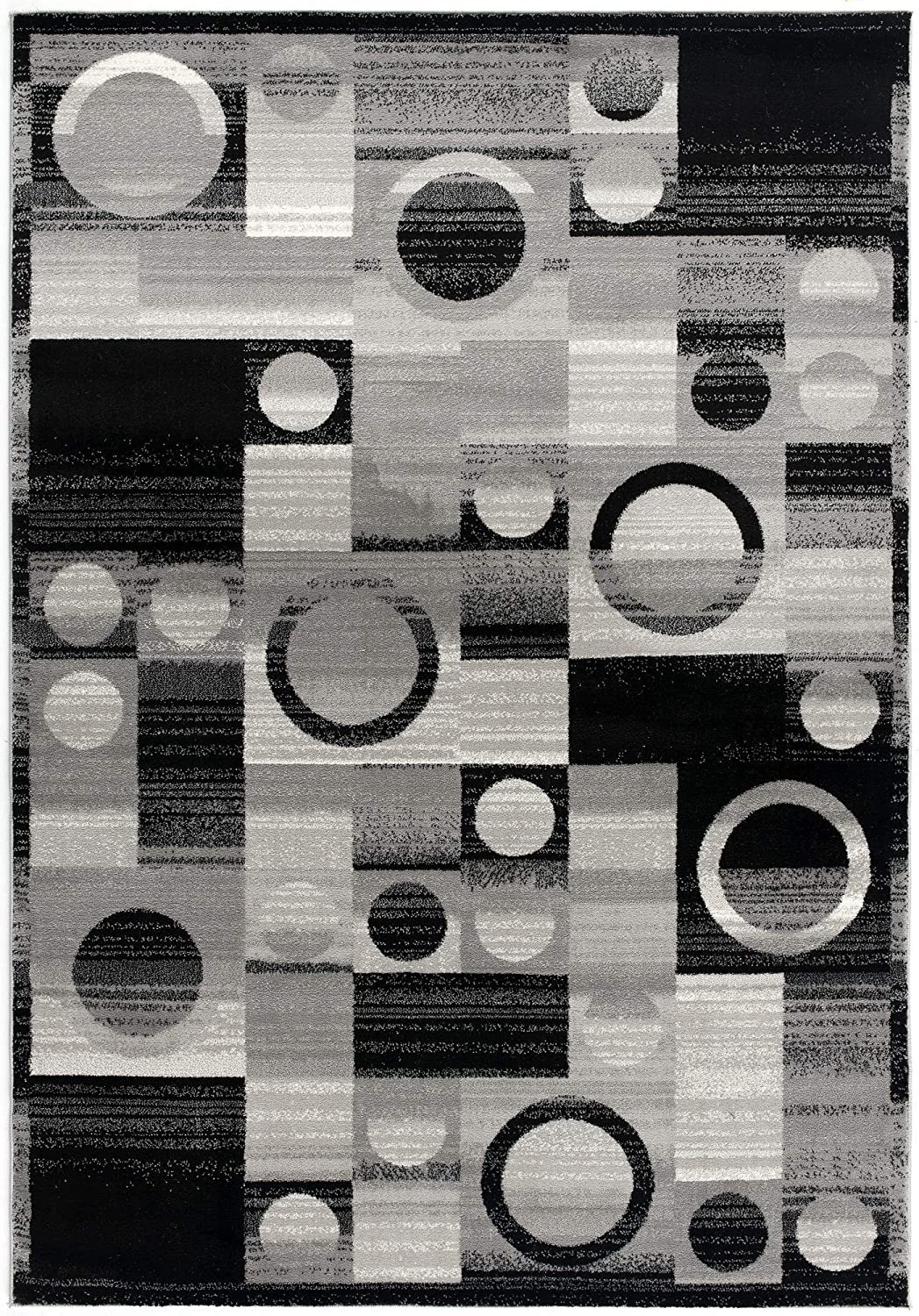 2" X 13" Gray Blocks And Rings Runner Rug