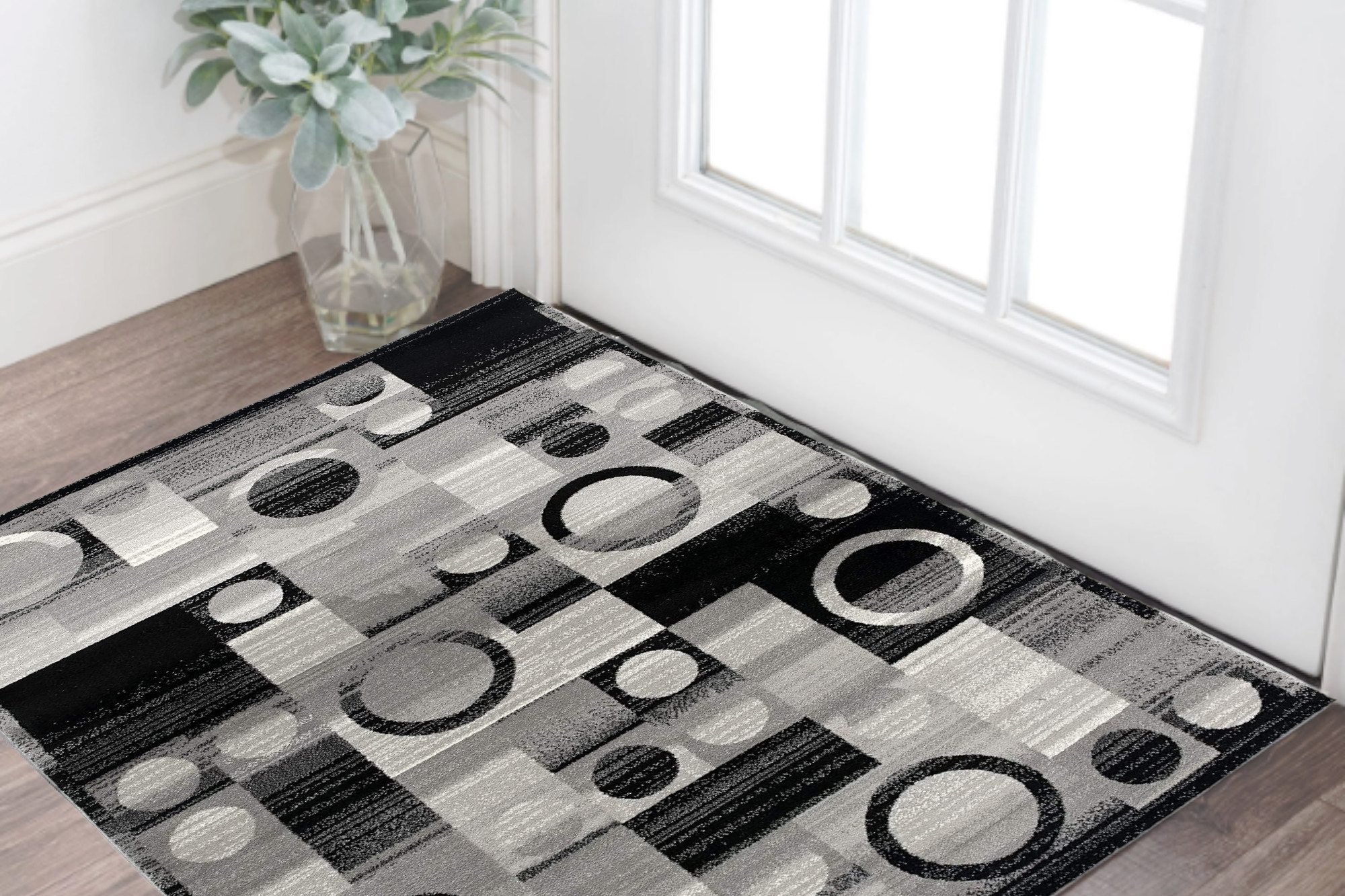 2' X 4' Gray Abstract Dhurrie Area Rug-393957-1