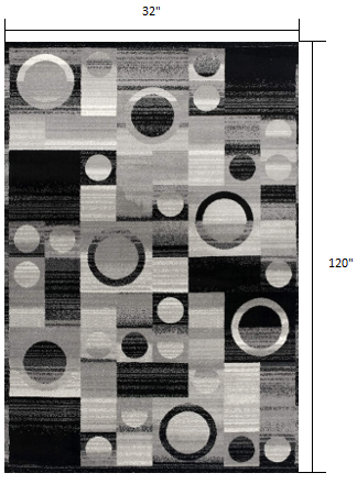 10" Gray Abstract Power Loom Runner Rug