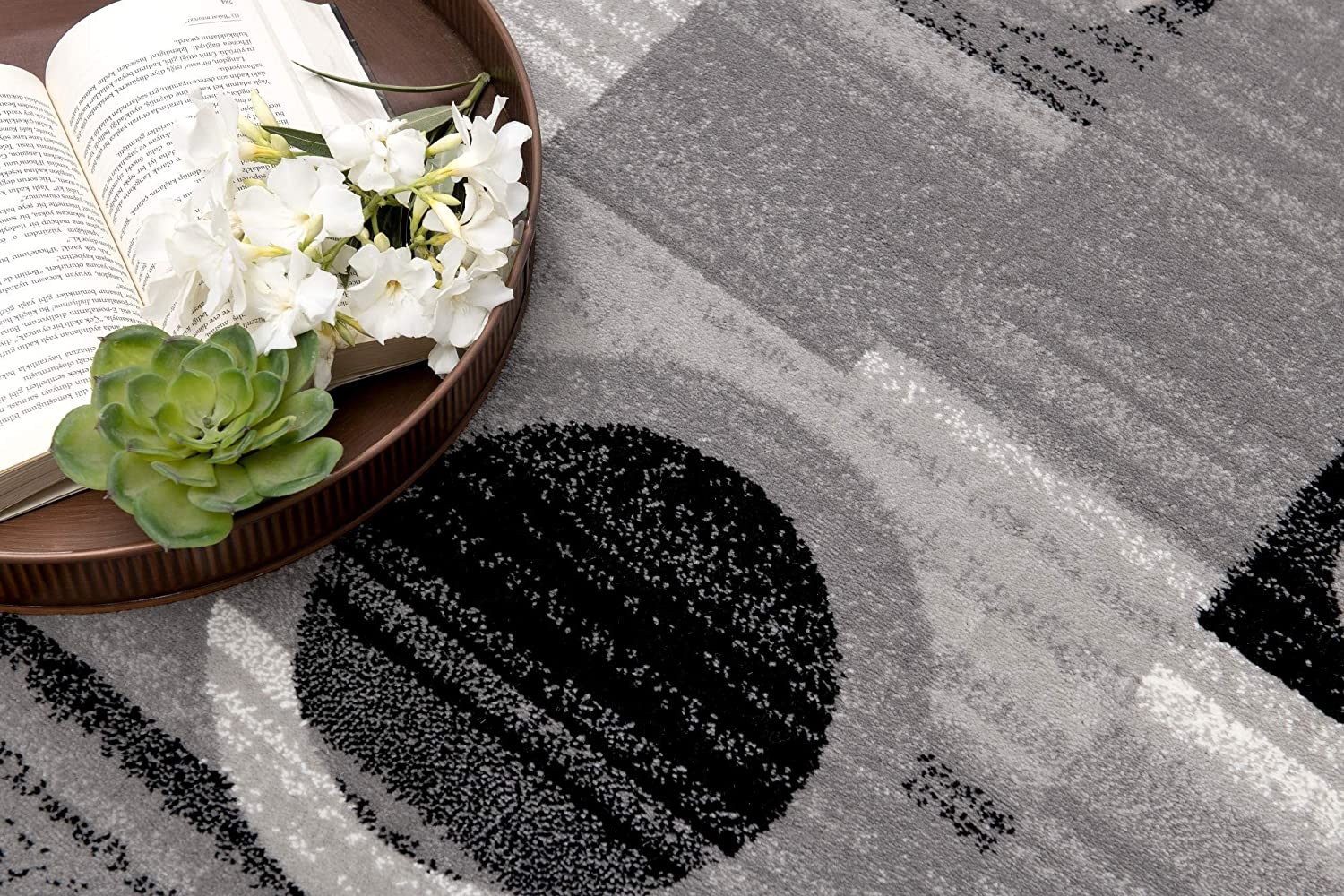 3" X 5" Gray Abstract Power Loom Area Rug