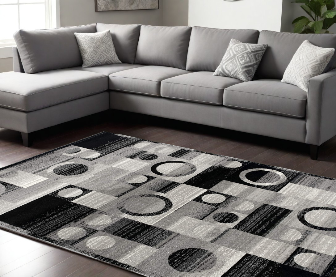 6' X 9' Gray Abstract Dhurrie Area Rug-393971-1