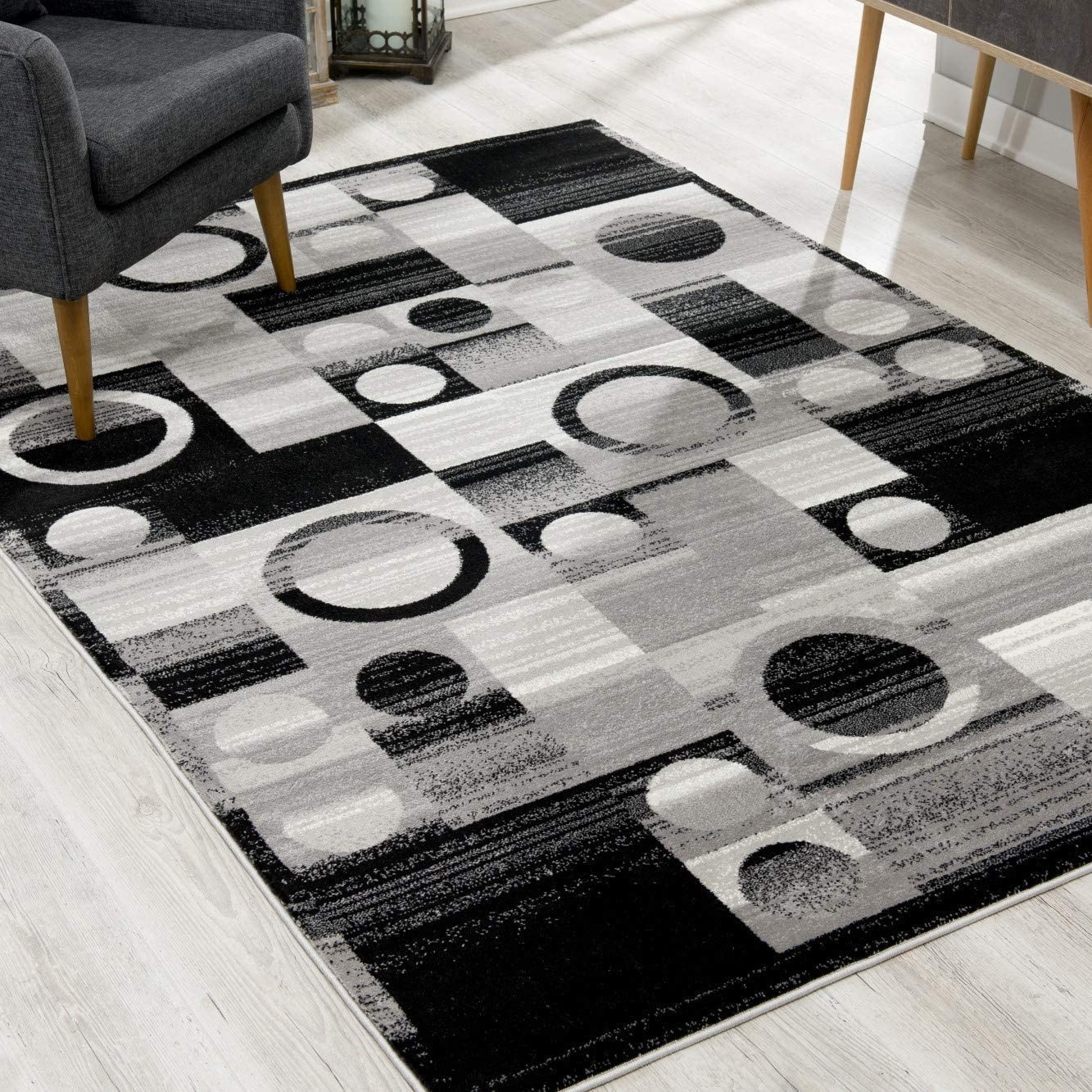 8" X 10" Gray Abstract Dhurrie Area Rug