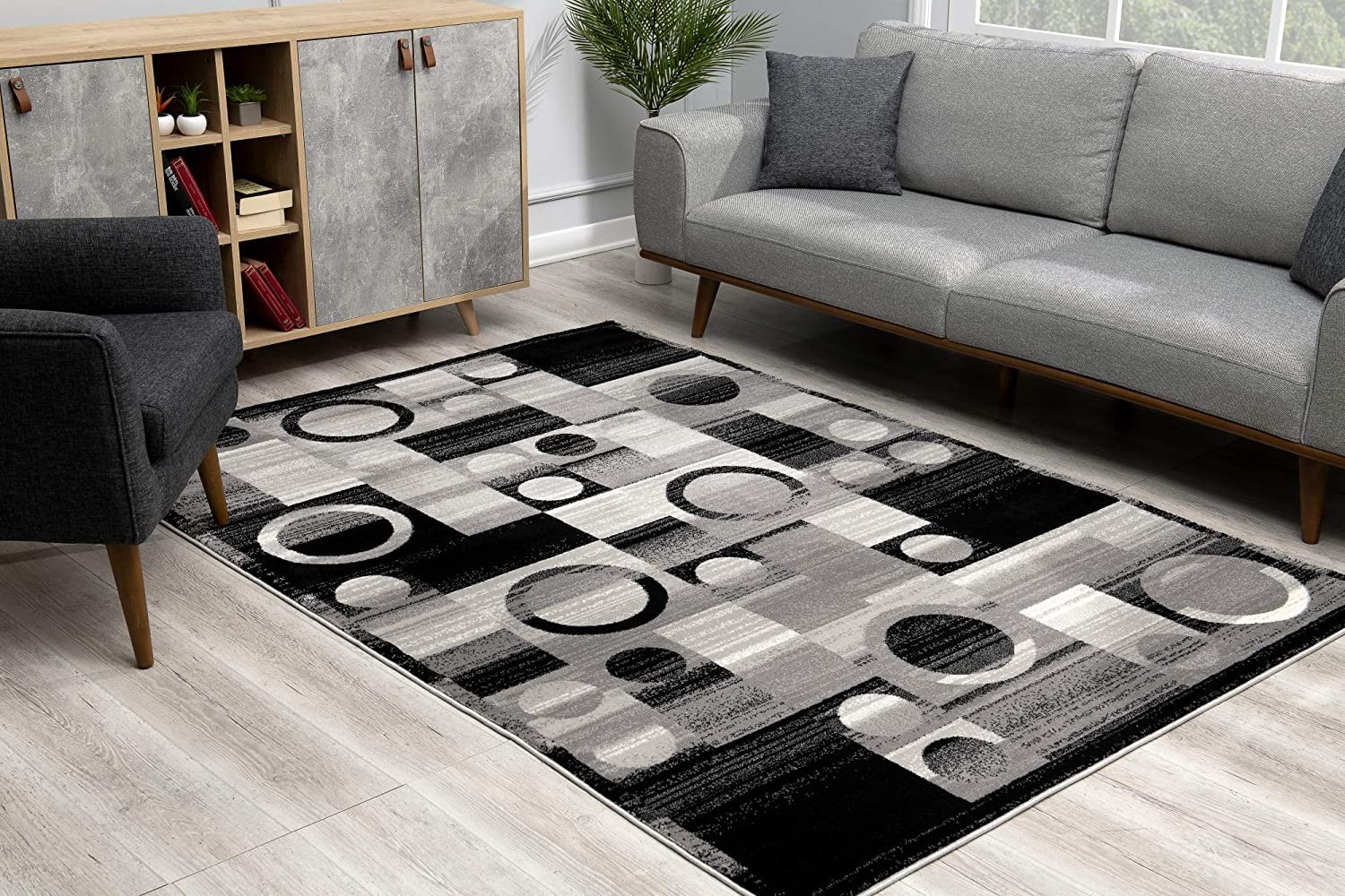 8" X 10" Gray Abstract Dhurrie Area Rug