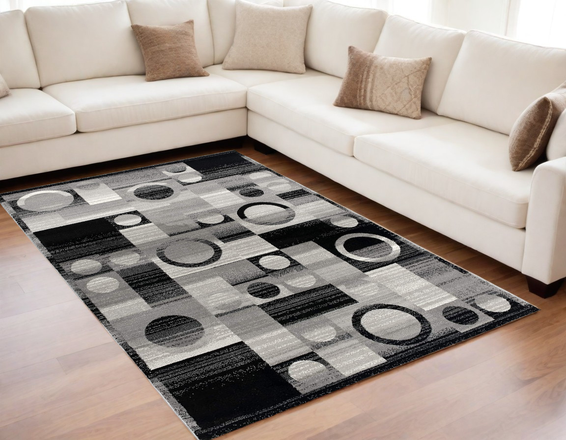 8' X 10' Gray Abstract Dhurrie Area Rug-393972-1