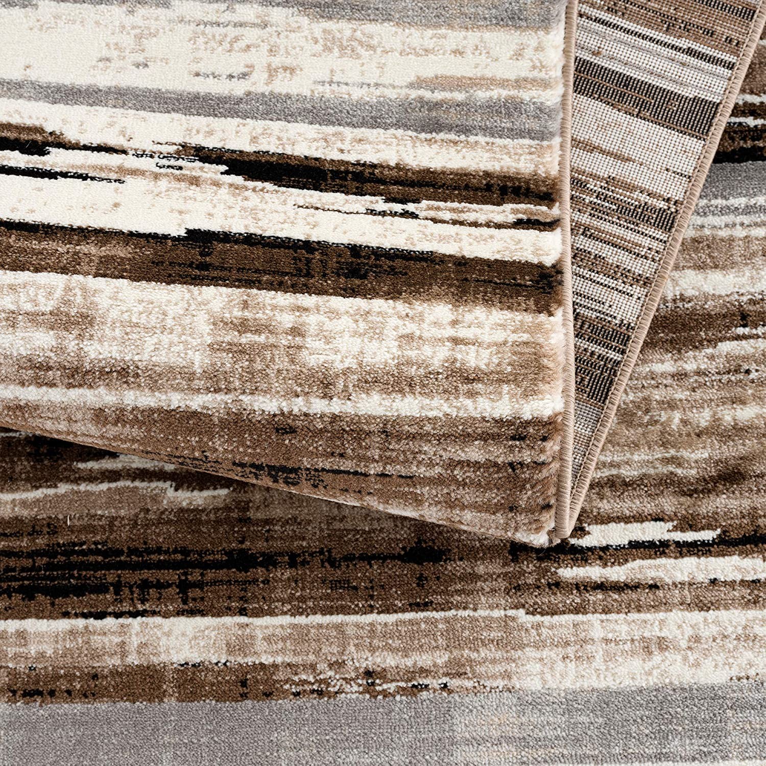 2" X 6" Beige Rustic Strokes Area Rug