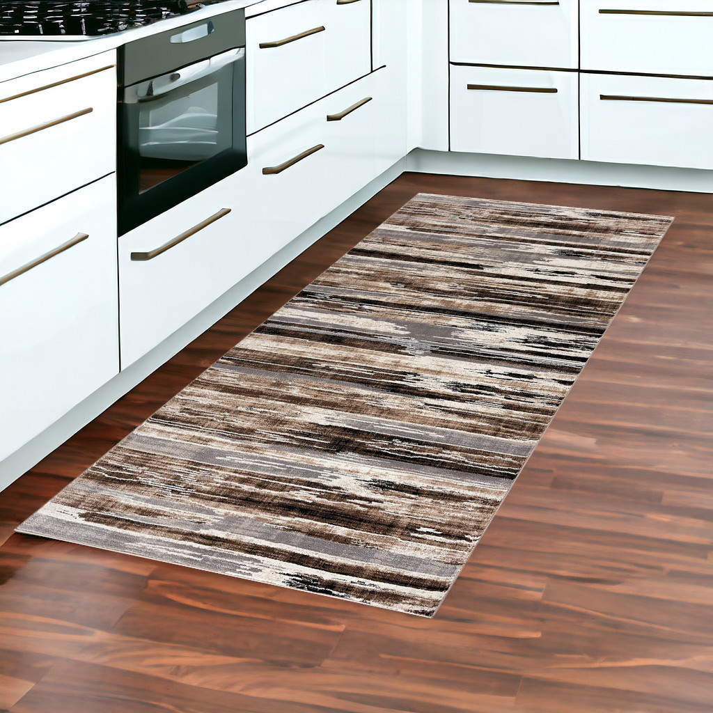 2' X 8' Beige Rustic Strokes Runner Rug-393982-1