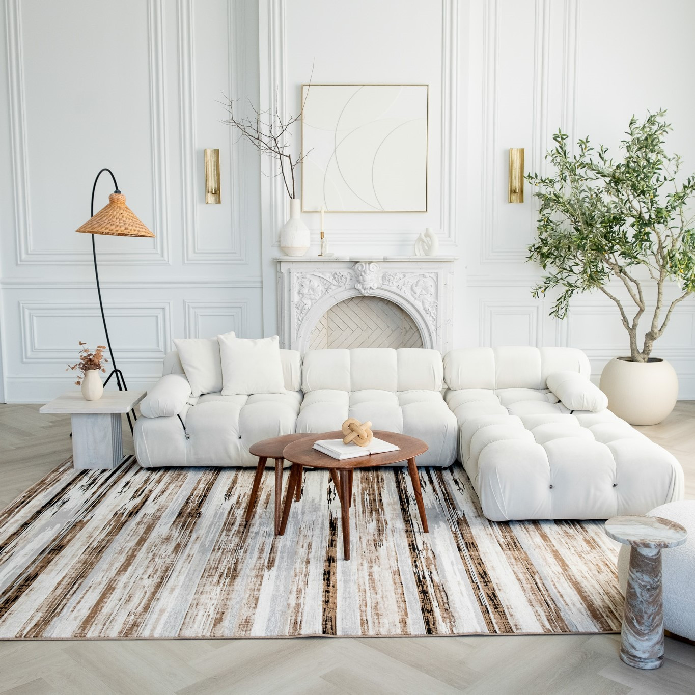 6" X 9" Beige Striped Dhurrie Area Rug